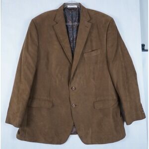 Lauren Ralph Lauren 48R Beige Brown Poly 2-Button Sport Coat Blazer Jacket Mens